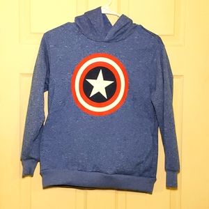 Marvel Captain America Sheild Logo Blue Youth Medium Pullover Hoodie Sweatshirt